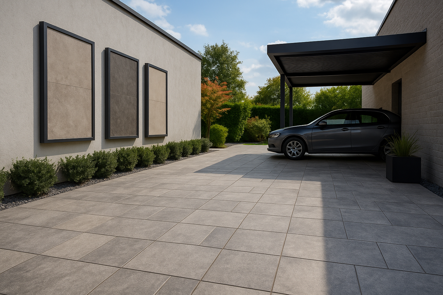 Outdoor parking tiles showroom floor