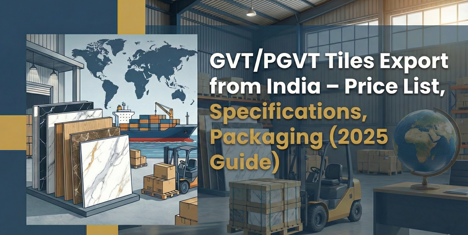 GVT PGVT tiles export India packaging standards