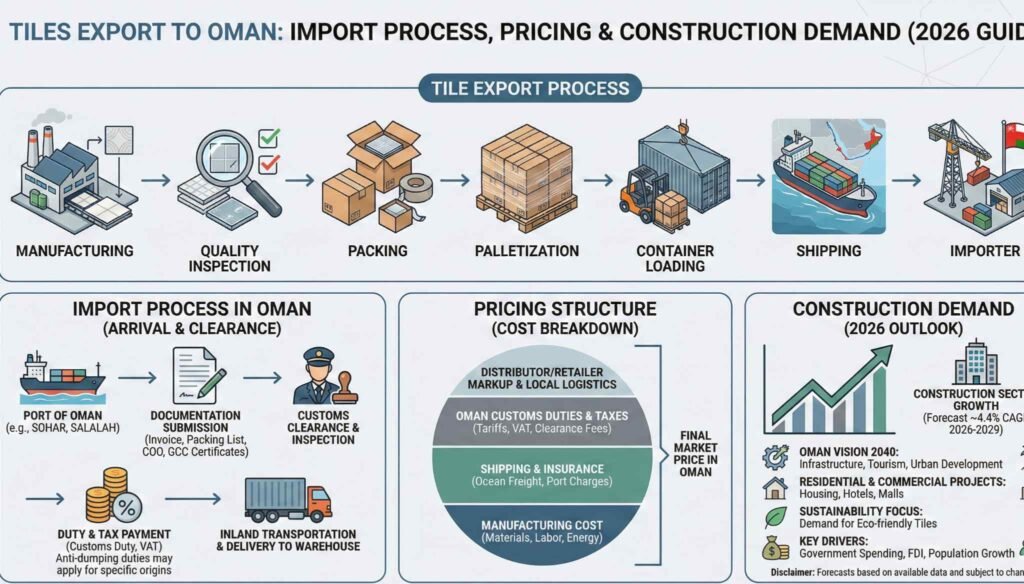 Tiles export to Oman for construction projects