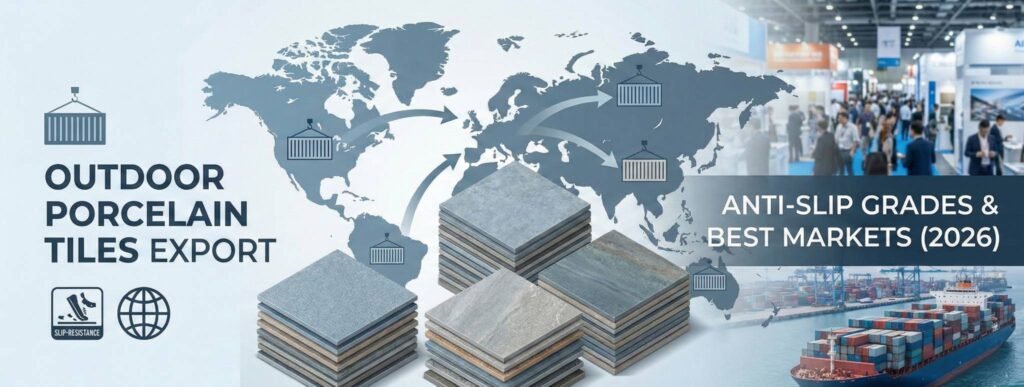 Outdoor porcelain tiles export with anti-slip grades for global markets 2026