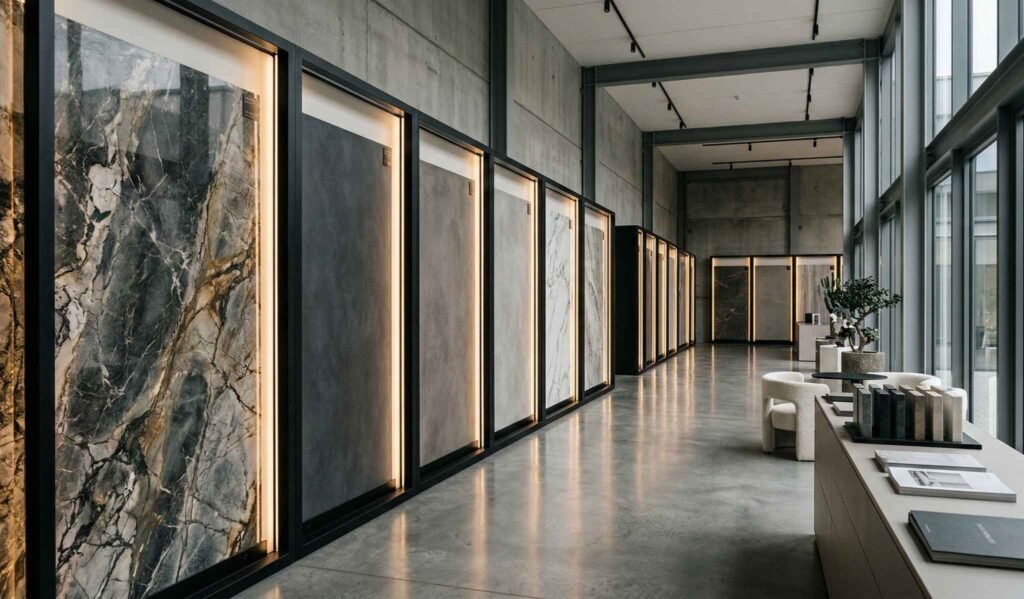 1200x2400mm Porcelain slabs in Scalane showroom