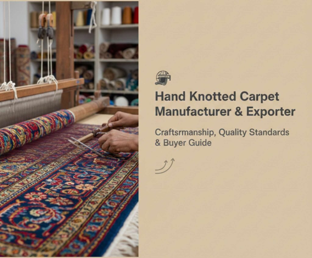 Hand-knotted carpet manufacturer and exporter showcasing artisan craftsmanship