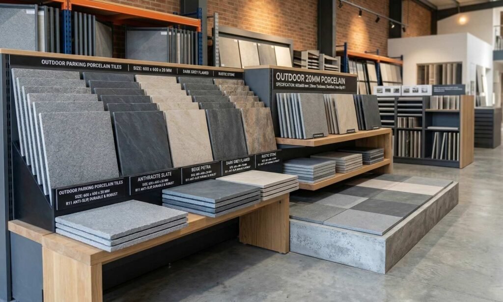 600X600 porcelain pavers exporter from India display of outdoor pavers