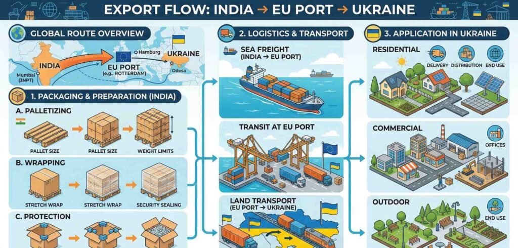 tiles export to Ukraine from India porcelain shipment