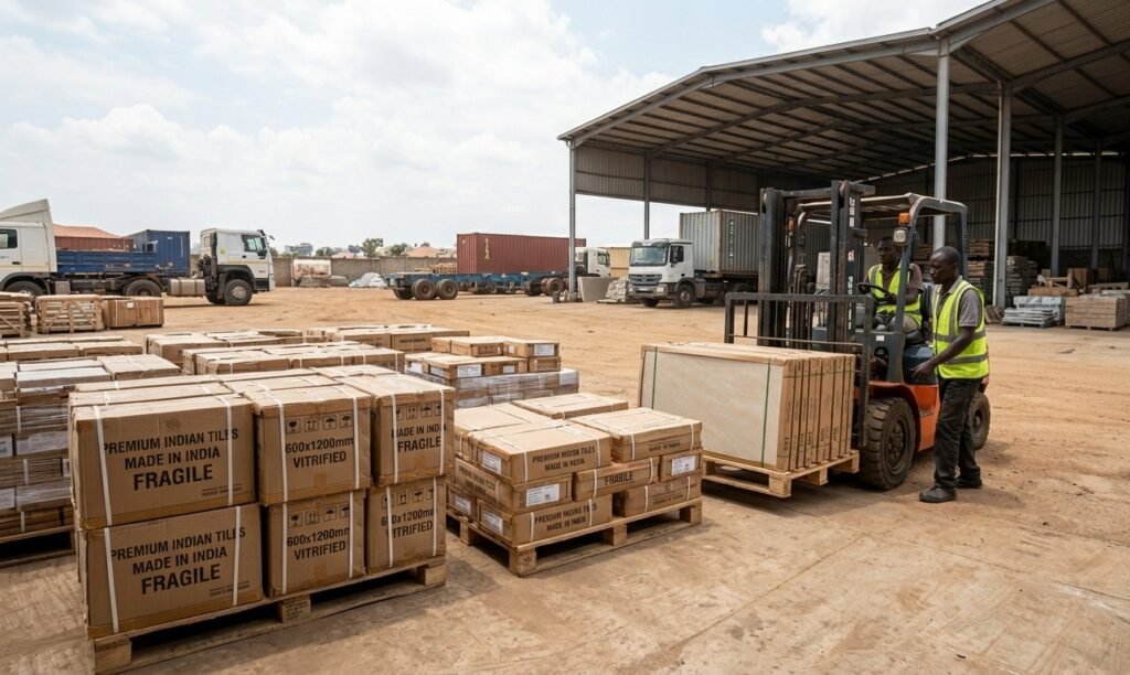 tiles exporter to Uganda from India container shipment