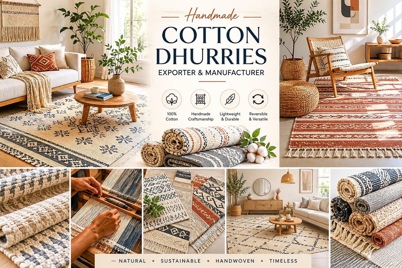 Durries Rugs Cotton Dhurries Exporter | Modern Flatweave Cotton Rugs