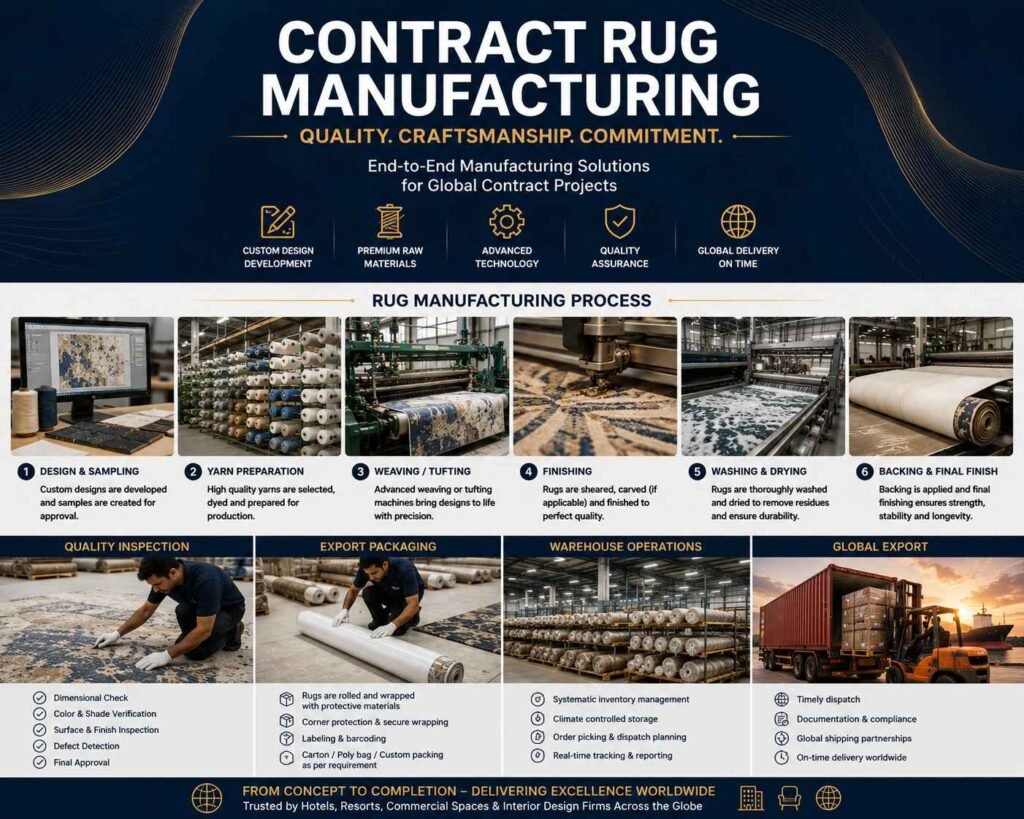 Contract rug manufacturing facility for scalable global rug production